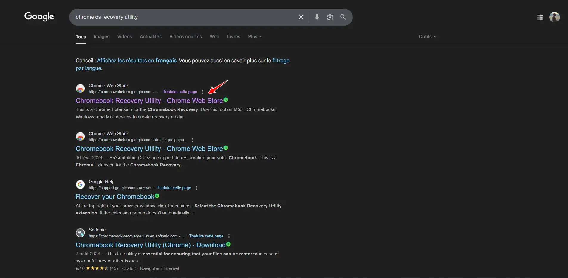 Google Chrome OS Recovery Utility - Recherche Google
